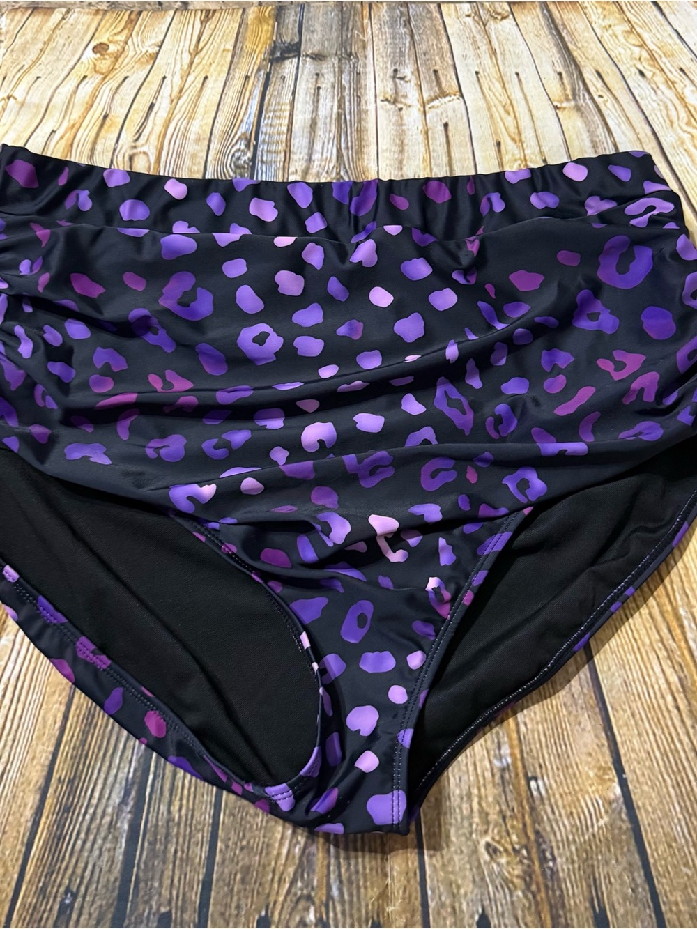 Bloom Chic Womens 18/20 Purple Black Leopard Cross Back Bikini Set 2 Piece Swim - Picture 3 of 7